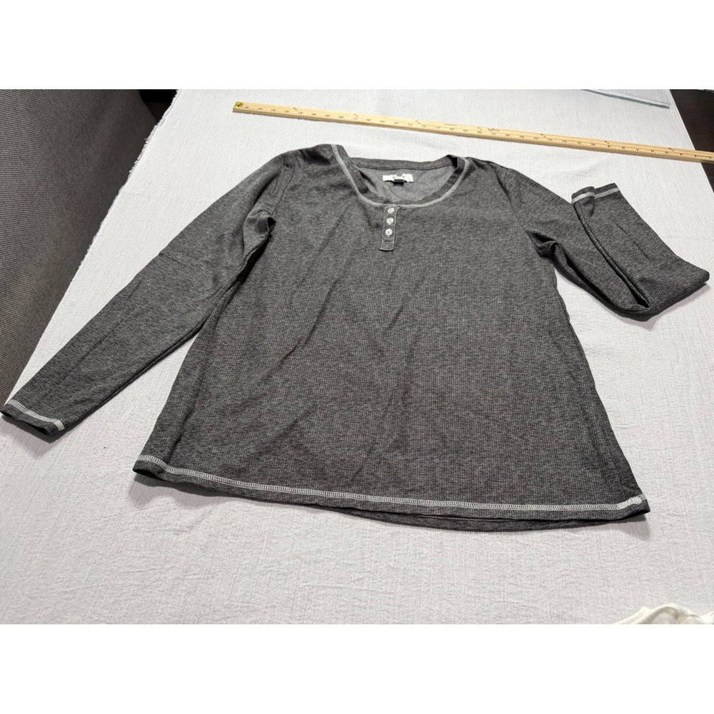Sonoma Goods For Life Women's XL Gray Waffle Knit Henley Long Sleeve Sleep Top